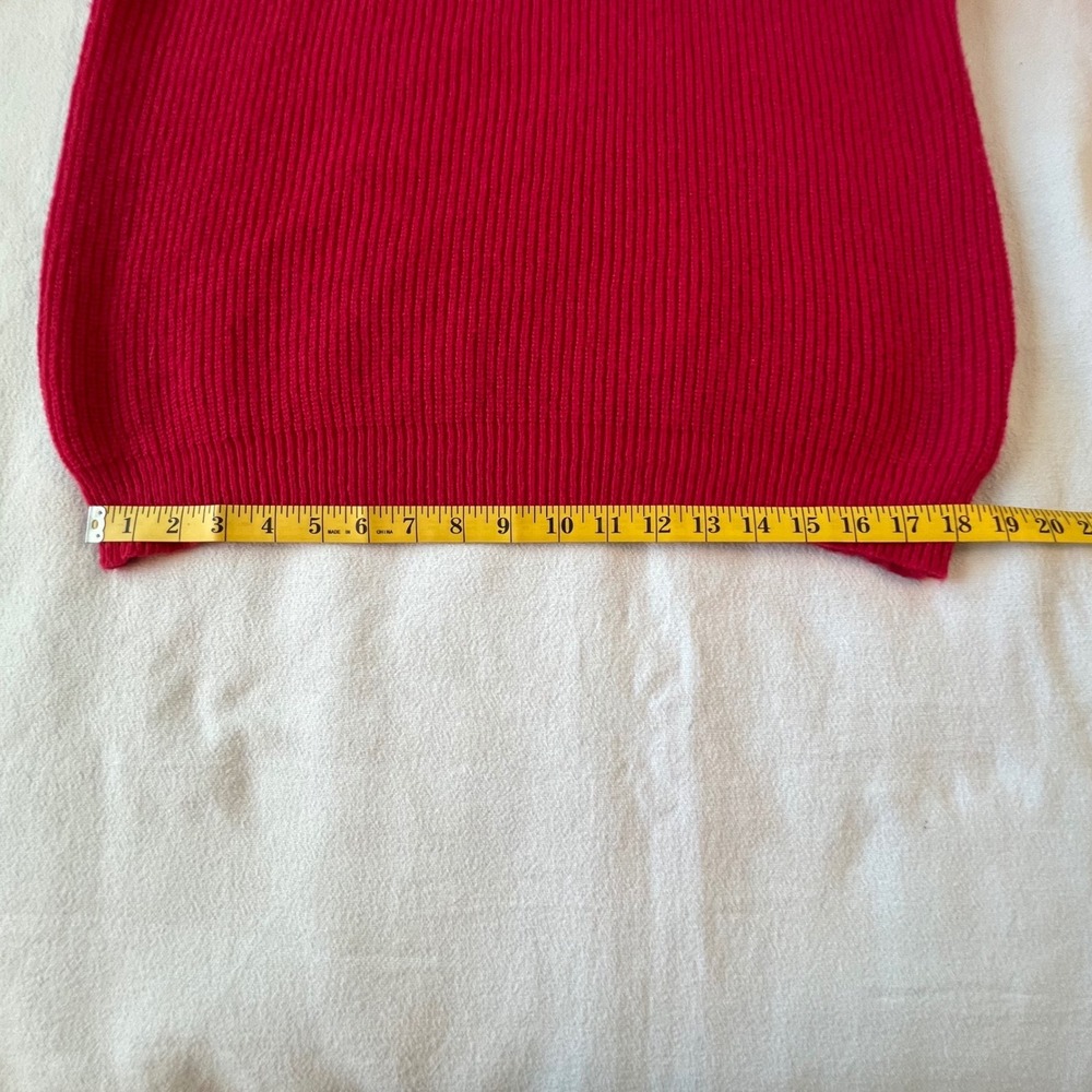 Women's Red Ribbed Knit Sweater with Lace Collar and Rhinestone Heart Buttons‎ - Picture 9 of 10